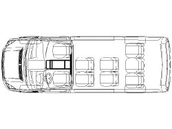 MTW Variante 39-Sitzer: Einzelfahrersitz und Einzelbeifahrersitz in der 1. Sitzreihe, 2er Sitzbank in der 2. Sitzreihe, eine 2er Sitzbank in der 3. Sitzreihe und eine 3er Sitzbank in der 4. Sitzreihe Volkswagen Crafter 3640mm Radstand, 50cm GeräteraumMercedes Benz Sprinter 3665mm Radstand, 50cm GeräteraumFord Transit 3300mm Radstand, 13cm GeräteraumFord Transit 3750mm Radstand, 58cm GeräteraumVolkswagen T6 3400mm Radstand, 0cm Geräteraum (3)